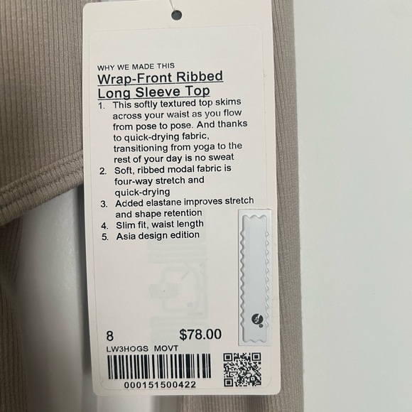 Lululemon Wrap-Front Ribbed Long Sleeve Top - Picture 5 of 5